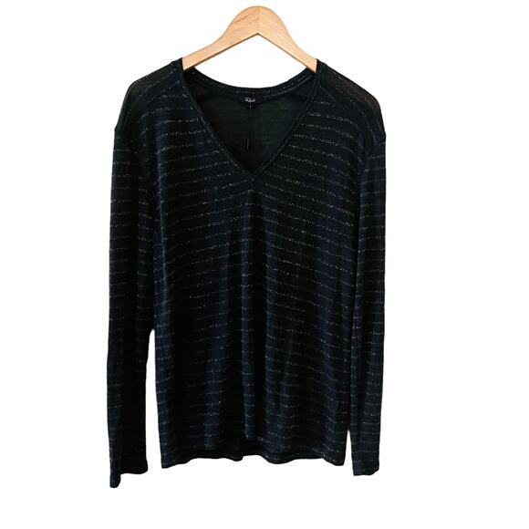 Rails Sami Striped V Neck Long Sleeve Top Size L Large NWT Bronze Charcoal - Picture 9 of 11